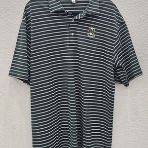 Peter Millar Dark Green Striped Polo